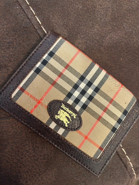 Burberry Other - Burberry Beige Check Card & Key Holder with Dark Brown Trim